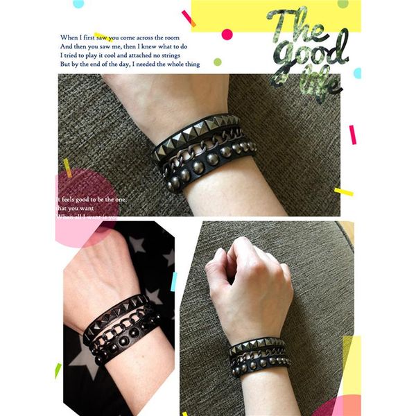 charm bracelets multilayers rock spikes rivet chains gothic punk wide cuff leather bracelet bangle fashion men jewelry pulseiras, Golden;silver
charm bracelets multilayers rock spikes rivet chains gothic punk wide cuff leather bracelet bangle fashion men jewelry pulseiras, Golden;silver