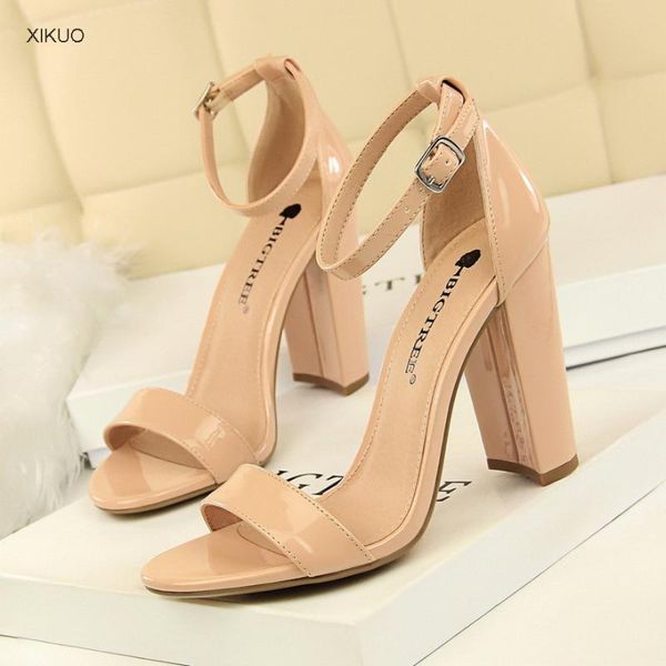 sandals fashion women's shoes summer high heeled simple thick nightclub line, Black
sandals fashion women's shoes summer high heeled simple thick nightclub line, Black