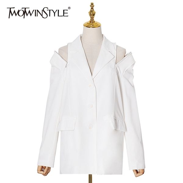 hollow out casual blazer for women notched long sleeve white chic blazers female fashion spring clothing 210524, White;black
hollow out casual blazer for women notched long sleeve white chic blazers female fashion spring clothing 210524, White;black