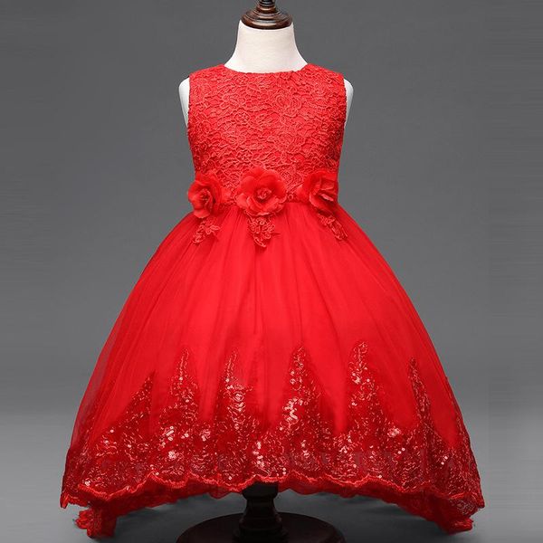 girl's dresses knee-length dress kids appliques flower lace wedding ball gown embroidered bow party children's clothes, Red;yellow
girl's dresses knee-length dress kids appliques flower lace wedding ball gown embroidered bow party children's clothes, Red;yellow