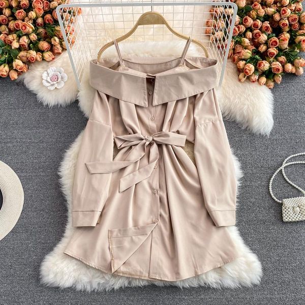 casual dresses uulutonica autumn women elegant fashion a-line solid belt above knee, mini empire slash neck dress, Black;gray
casual dresses uulutonica autumn women elegant fashion a-line solid belt above knee, mini empire slash neck dress, Black;gray