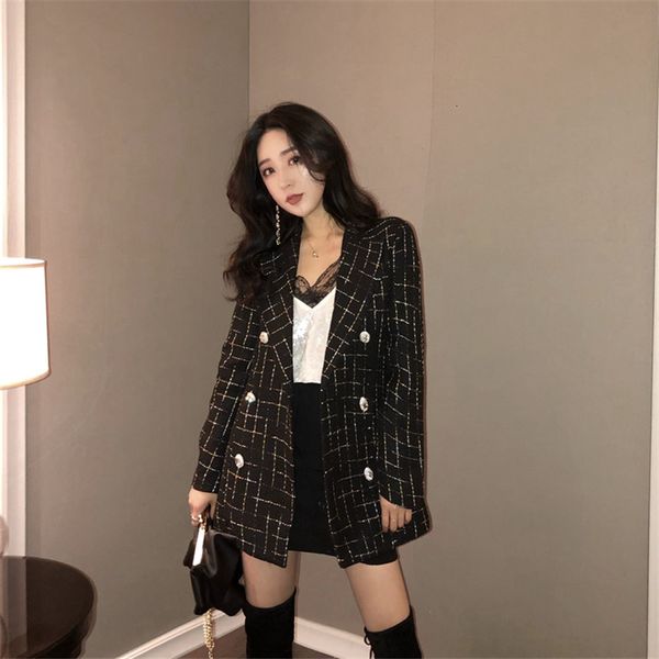 women's suits & blazers patchwork tweed jacket coat autumn long sleeve woolen plaid pearl buckle pocket runway jprk, White;black
women's suits & blazers patchwork tweed jacket coat autumn long sleeve woolen plaid pearl buckle pocket runway jprk, White;black