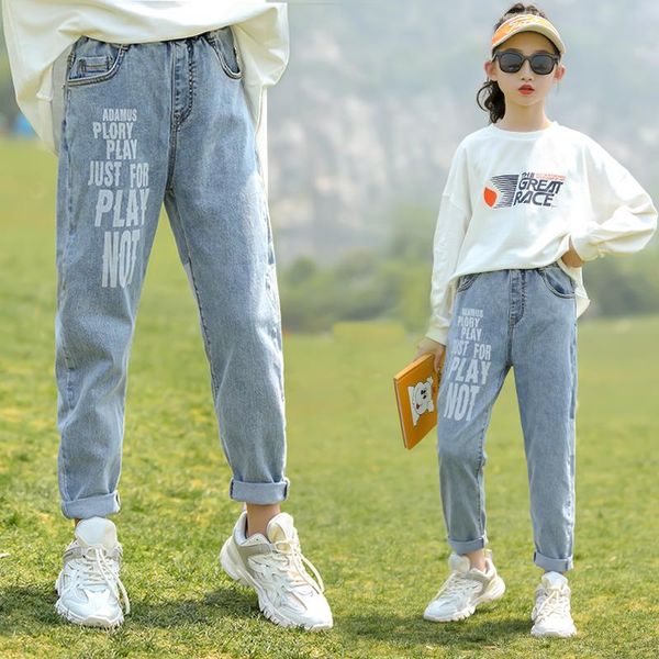 jeans girls front back letters printed children casual denim pants spring autumn 2021 trousers kidswear 3 to 13 years, Blue
jeans girls front back letters printed children casual denim pants spring autumn 2021 trousers kidswear 3 to 13 years, Blue