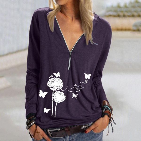 women's blouses & shirts zipper v-neck dandelion print blouse casual solid color long-sleeved tshirt harajuku plus size female, White
women's blouses & shirts zipper v-neck dandelion print blouse casual solid color long-sleeved tshirt harajuku plus size female, White