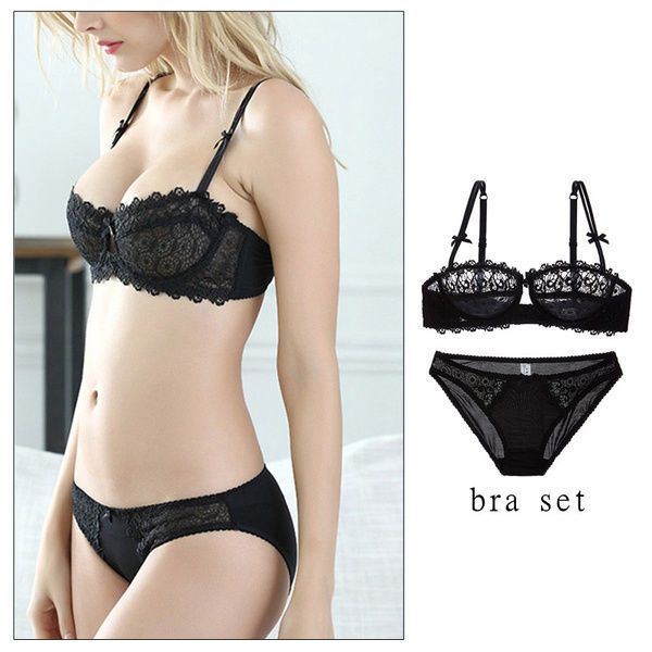 women fashion ultrathin underwear lace transparent bra set plus size half abcd cup gather bra and panty sets, Red;black
women fashion ultrathin underwear lace transparent bra set plus size half abcd cup gather bra and panty sets, Red;black