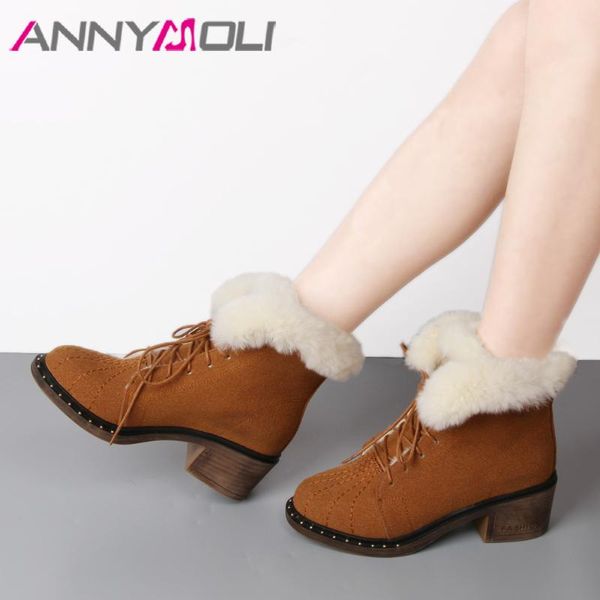 boots annymoli snow ankle winter real fur female lace up warm plush chunky high heelswomen footwear brown, Black
boots annymoli snow ankle winter real fur female lace up warm plush chunky high heelswomen footwear brown, Black