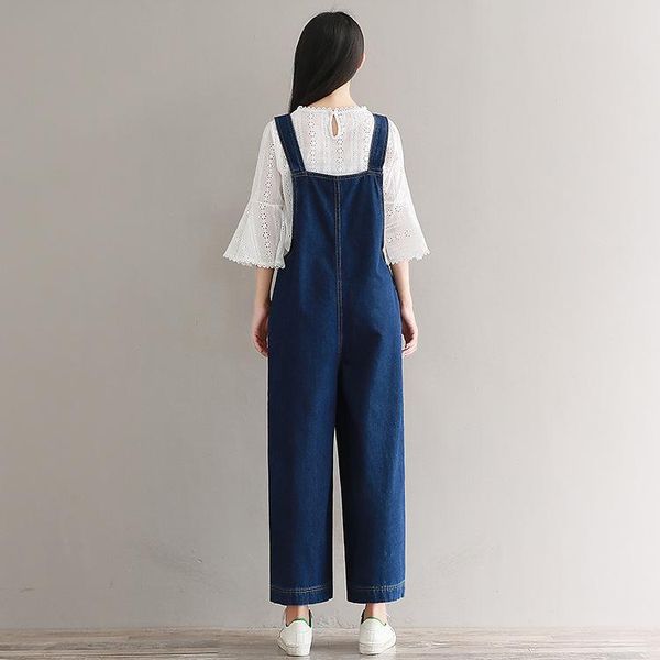 women's jumpsuits & rompers retro loose large size nine wide leg jeans strap trousers thin section, Black;white
women's jumpsuits & rompers retro loose large size nine wide leg jeans strap trousers thin section, Black;white
