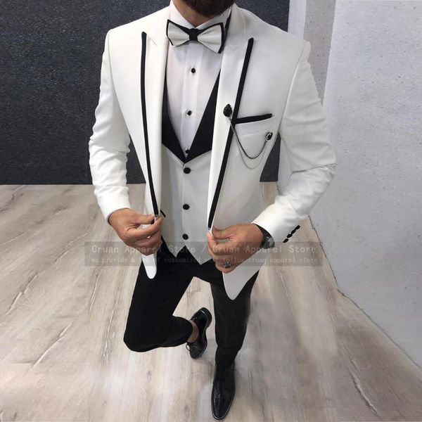 men's suits & blazers brand fashion white men wedding suit set custom slim fit man groom dress tuxedo prom dinner blazer vest pants 3 p, White;black
men's suits & blazers brand fashion white men wedding suit set custom slim fit man groom dress tuxedo prom dinner blazer vest pants 3 p, White;black