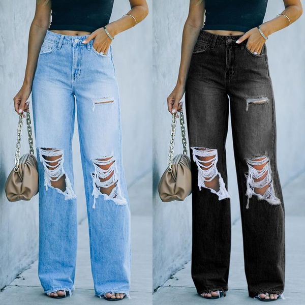 women's jeans causal denim pants y2k distressed ripped hole women pocket high waist straight trousers 90s autumn costume, Blue
women's jeans causal denim pants y2k distressed ripped hole women pocket high waist straight trousers 90s autumn costume, Blue