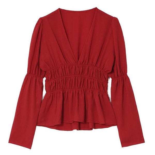 women's blouses & shirts perhaps u women red chiffon deep v neck full sleeve solid high street blouse long korean fall b0189, White
women's blouses & shirts perhaps u women red chiffon deep v neck full sleeve solid high street blouse long korean fall b0189, White