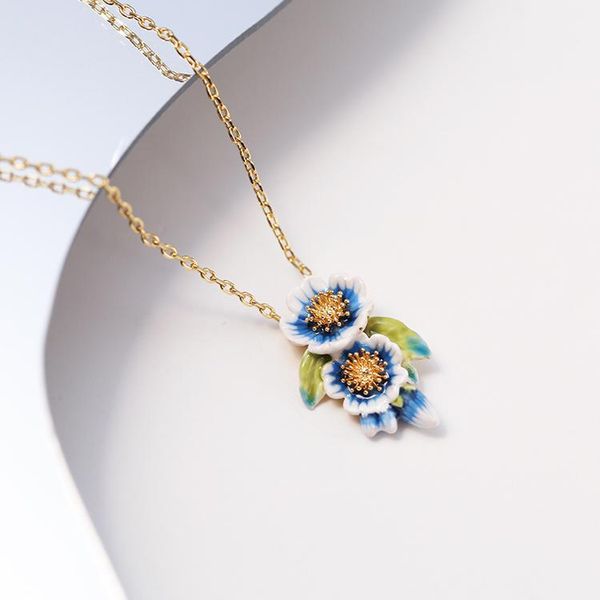 pendant necklaces elegant cool blue flower necklace for women fashion lady jewelry accessories enamel copper neck, Silver
pendant necklaces elegant cool blue flower necklace for women fashion lady jewelry accessories enamel copper neck, Silver