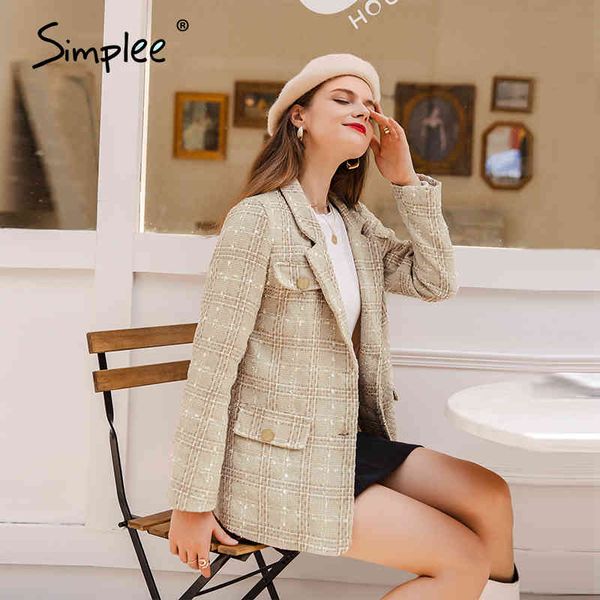 elegant autumn winter plaid causal long sleeve tweed coat short office ladies pocket women suit blazer 210414, White;black
elegant autumn winter plaid causal long sleeve tweed coat short office ladies pocket women suit blazer 210414, White;black