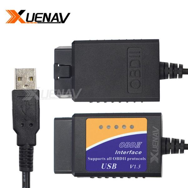 code readers & scan tools auto reader obd/obdii obd2 scanner elm327 usb car diagnostic tool interface v1.5 version for engine fault