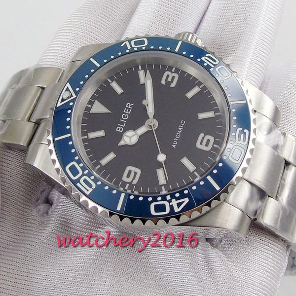 40mm bliger black sterile dial nh35 sapphire glass date luminous ceramic bezel miyota 8215 automatic movement mens watch wristwatches, Slivery;brown
40mm bliger black sterile dial nh35 sapphire glass date luminous ceramic bezel miyota 8215 automatic movement mens watch wristwatches, Slivery;brown