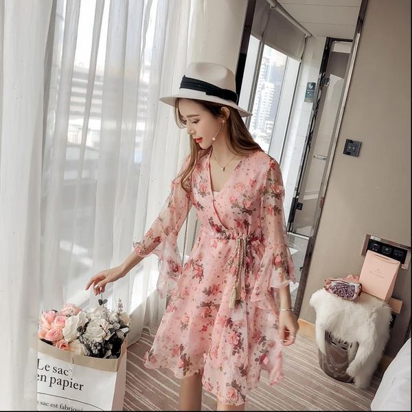 elegant chiffon summer high womens dresses elastic waist ruffles sleeve v neck floral print women casual beach mini, Black;gray
elegant chiffon summer high womens dresses elastic waist ruffles sleeve v neck floral print women casual beach mini, Black;gray