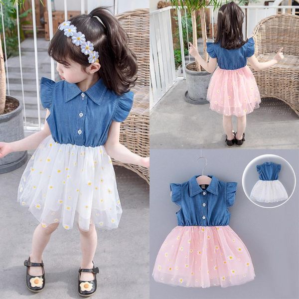 girl's dresses toddler baby clothes girls sleeveless ruffles floral print denim splice tulle dress girl summer casual vestido, Red;yellow
girl's dresses toddler baby clothes girls sleeveless ruffles floral print denim splice tulle dress girl summer casual vestido, Red;yellow