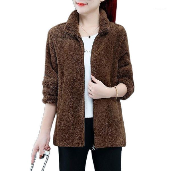 women's jackets fashion polar fleece coat spring autumn women jacket coral warm cropped overcoat casual shaggy outwear femme q82, Black;brown
women's jackets fashion polar fleece coat spring autumn women jacket coral warm cropped overcoat casual shaggy outwear femme q82, Black;brown