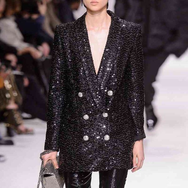 women's suits & blazers women sequin double breasted long spring autumn loose high street coat qlj8, White;black
women's suits & blazers women sequin double breasted long spring autumn loose high street coat qlj8, White;black