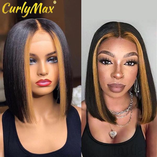 lace wigs luvin ombre wig front human hair for women 1b/27 highlight brazilian short bob closure, Black;brown 
lace wigs luvin ombre wig front human hair for women 1b/27 highlight brazilian short bob closure, Black;brown
