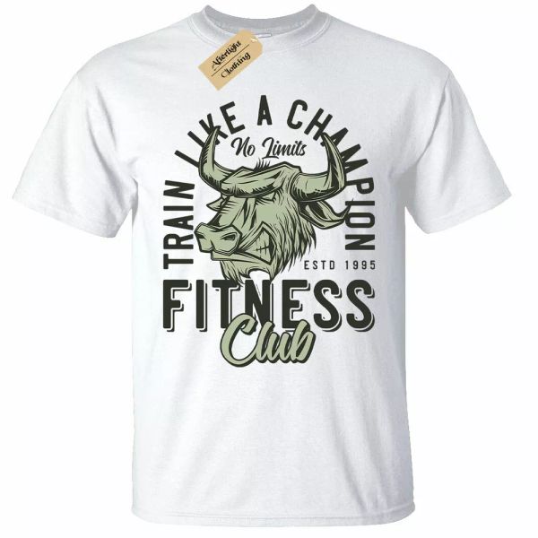 train like a champion t-shirt man in a club gym bodybuilding bull white, White;black
train like a champion t-shirt man in a club gym bodybuilding bull white, White;black