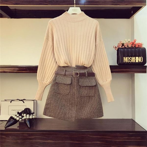 two piece dress knitted fashion o-neck women long sleeve jumper sweaters +plaid pockets high waist mini skirts autumn winter 2 pieces se, White
two piece dress knitted fashion o-neck women long sleeve jumper sweaters +plaid pockets high waist mini skirts autumn winter 2 pieces se, White
