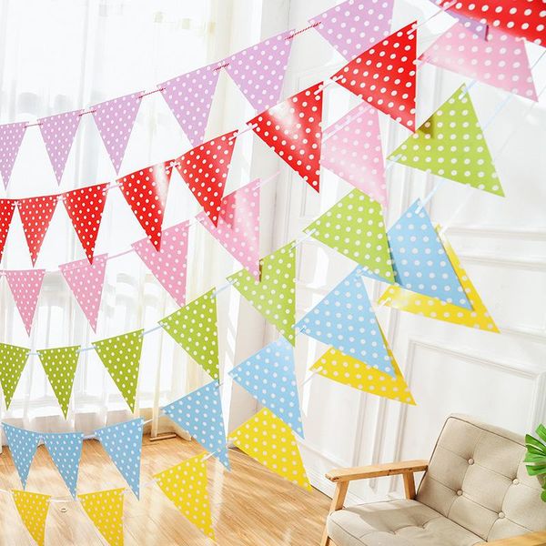 party decoration triangle pull flag holiday layout banner baby birthday wave dot bunting wholesale
party decoration triangle pull flag holiday layout banner baby birthday wave dot bunting wholesale