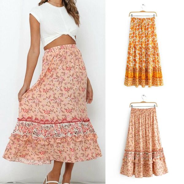 skirts women summer boho floral ladies pleated long maxi skirt printed elastic high waist swing, Black
skirts women summer boho floral ladies pleated long maxi skirt printed elastic high waist swing, Black