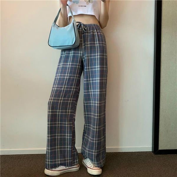 women's pants & capris women plaid wide leg drawstring casual loose straight trousers female large plus size spring autumn pantalon fem, Black;white
women's pants & capris women plaid wide leg drawstring casual loose straight trousers female large plus size spring autumn pantalon fem, Black;white