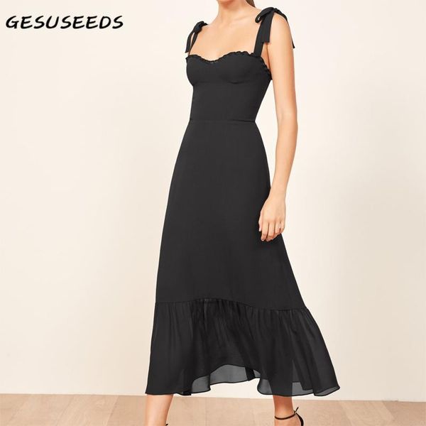 summer dress elegant long dresses women spaghetti strap vintage ruffle backless chiffon black white casual, Black;gray
summer dress elegant long dresses women spaghetti strap vintage ruffle backless chiffon black white casual, Black;gray