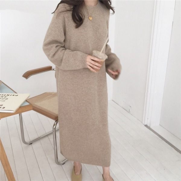 autumn winter korean thicken knitted sweater dress women long sleeve o-neck casual loose fashion solid female vestidos 210515, Black;gray
autumn winter korean thicken knitted sweater dress women long sleeve o-neck casual loose fashion solid female vestidos 210515, Black;gray