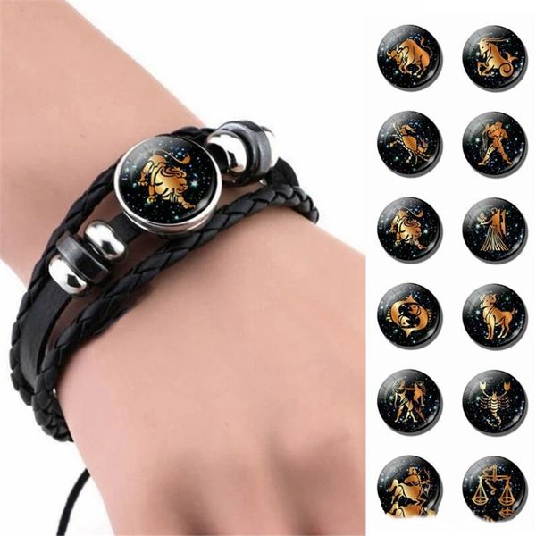 charm bracelets 12 constellation leather bracelet zodiac sign handmade glass cabochon black punk mens jewelry horoscope astrology birthday g, Golden;silver
charm bracelets 12 constellation leather bracelet zodiac sign handmade glass cabochon black punk mens jewelry horoscope astrology birthday g, Golden;silver