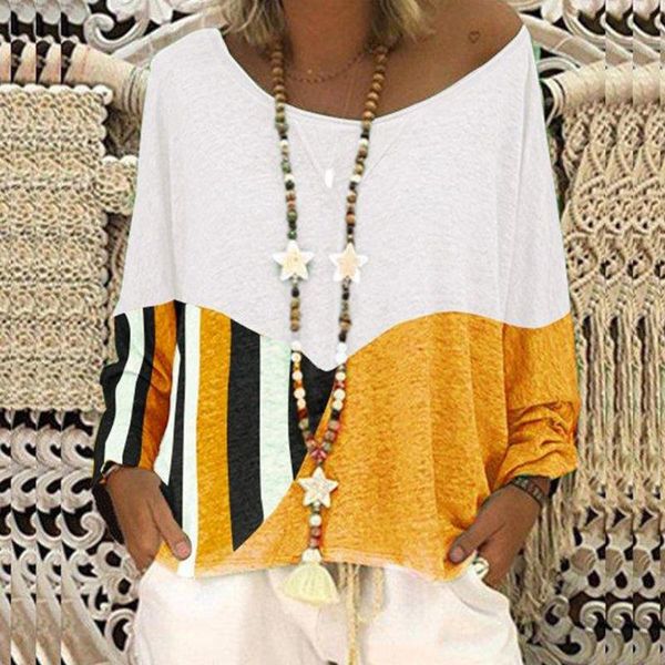 women's t-shirt fashion 2021 clothing elegant striped casual ladies loose long sleeve, White
women's t-shirt fashion 2021 clothing elegant striped casual ladies loose long sleeve, White
