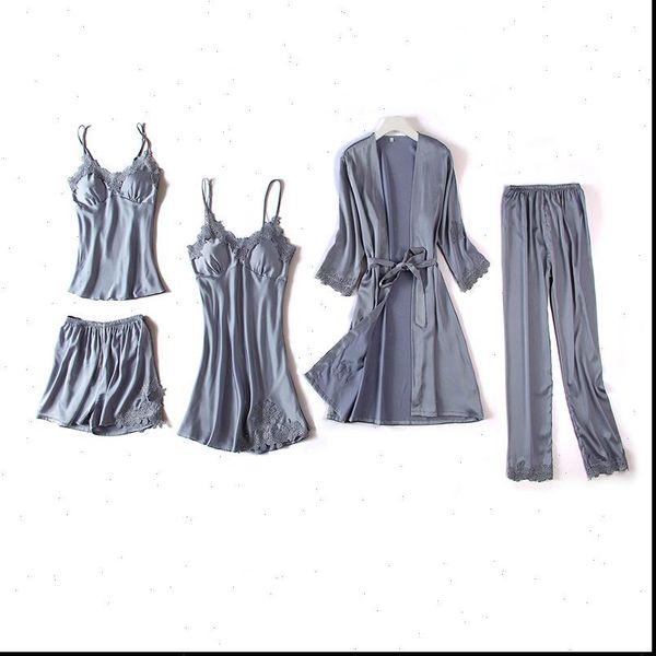 pajamas sleep wear set women sleepwear gray 5pcs lace nightgown v neck nightwear suit robe gown pijama nightie home clothes, Black;red
pajamas sleep wear set women sleepwear gray 5pcs lace nightgown v neck nightwear suit robe gown pijama nightie home clothes, Black;red