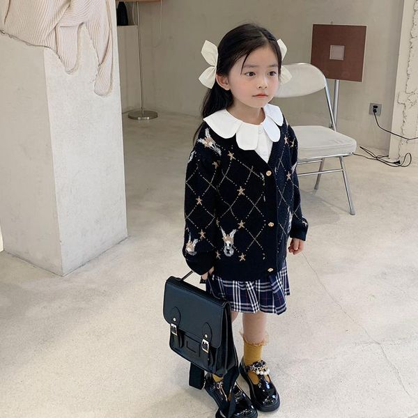 jackets mila chou 2021 autumn babygirl sweaters kids korean design cardigans girl cardigan kintted outerwear for children, Blue;gray 
jackets mila chou 2021 autumn babygirl sweaters kids korean design cardigans girl cardigan kintted outerwear for children, Blue;gray