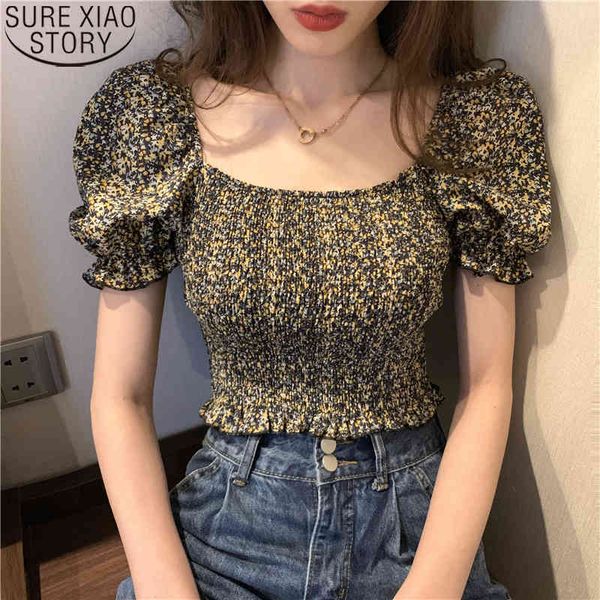 korean vintage women summer blouses puff sleeve square collar short length blouse floral print chiffon shirts 10157 210417, White
korean vintage women summer blouses puff sleeve square collar short length blouse floral print chiffon shirts 10157 210417, White