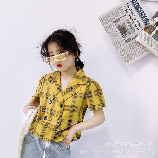 summer 2021 girl's shirt retro loose double breasted plaid short sleeve shirts, White;black
summer 2021 girl's shirt retro loose double breasted plaid short sleeve shirts, White;black