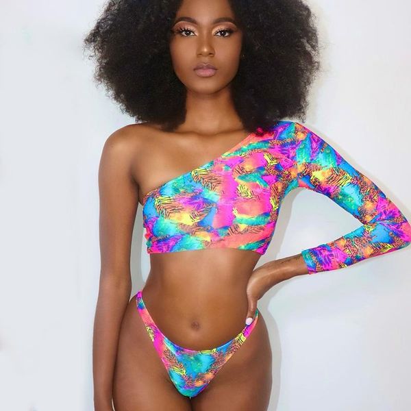 one-piece suits one shoulder swimsuit women beach long sleeve tie dyed high waist thong bikini set swimwear bathing beachwear -40
one-piece suits one shoulder swimsuit women beach long sleeve tie dyed high waist thong bikini set swimwear bathing beachwear -40