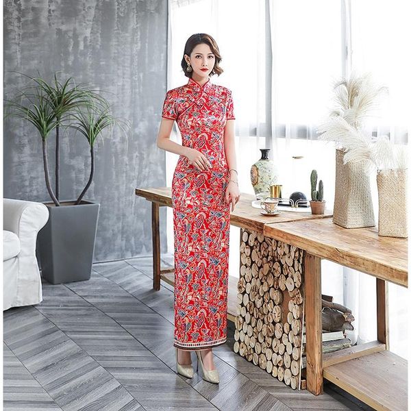 ethnic clothing women floral print cheongsam improved summer vintage girl's qipao chinese style dress slim red long dresses
ethnic clothing women floral print cheongsam improved summer vintage girl's qipao chinese style dress slim red long dresses