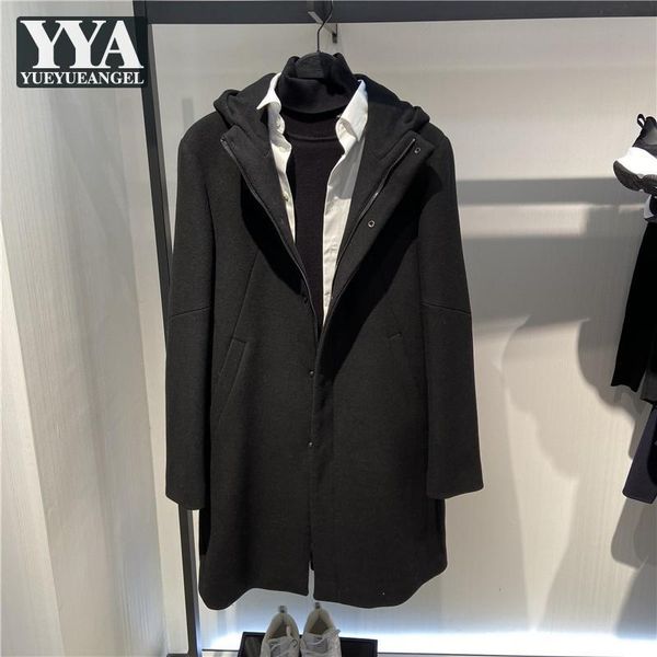 men's wool & blends mens autumn winter woolen blend long hoody jacket fashion slim fit overcoat casual preppy style outwear coat vintag, Black
men's wool & blends mens autumn winter woolen blend long hoody jacket fashion slim fit overcoat casual preppy style outwear coat vintag, Black