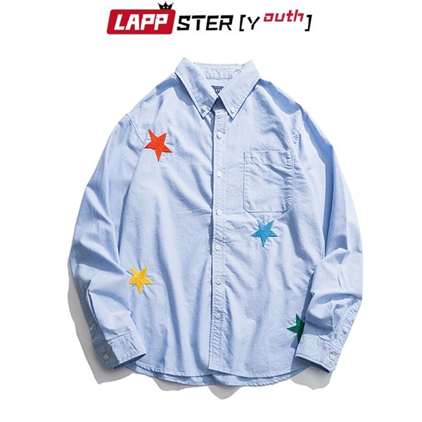 men embroidery stars streetwear shirts hip hop mens casual harajuku long sleeve cotton korean 210420, White;black
men embroidery stars streetwear shirts hip hop mens casual harajuku long sleeve cotton korean 210420, White;black
