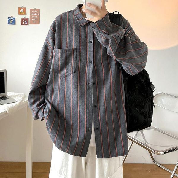 men's casual shirts korean fashion oversize chest pockets loose long sleeve button down mens striped -2xl, White;black
men's casual shirts korean fashion oversize chest pockets loose long sleeve button down mens striped -2xl, White;black