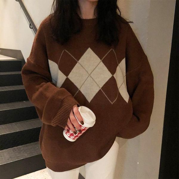 women's sweaters 2021 winter knitted women sweater oversized pullovers ladies loose korean college style jumper plaid warm, White;black
women's sweaters 2021 winter knitted women sweater oversized pullovers ladies loose korean college style jumper plaid warm, White;black