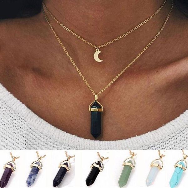 chains bohemia hexagonal column quartz moon choker necklace fashion natural stone crystal pendant for women jewelry, Silver
chains bohemia hexagonal column quartz moon choker necklace fashion natural stone crystal pendant for women jewelry, Silver