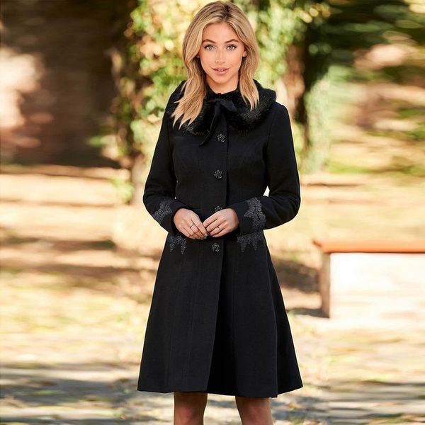 women's wool & blends autumn winter coat woolen faux fur collar lapel lace mid-length women elegant black
women's wool & blends autumn winter coat woolen faux fur collar lapel lace mid-length women elegant black