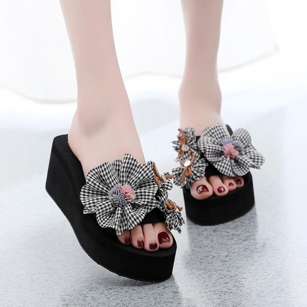slippers womens flower diy personalized flip flops beach platform fashion sandals wedges shoes size 35-41 mid heel 6cm 4813, Black
slippers womens flower diy personalized flip flops beach platform fashion sandals wedges shoes size 35-41 mid heel 6cm 4813, Black