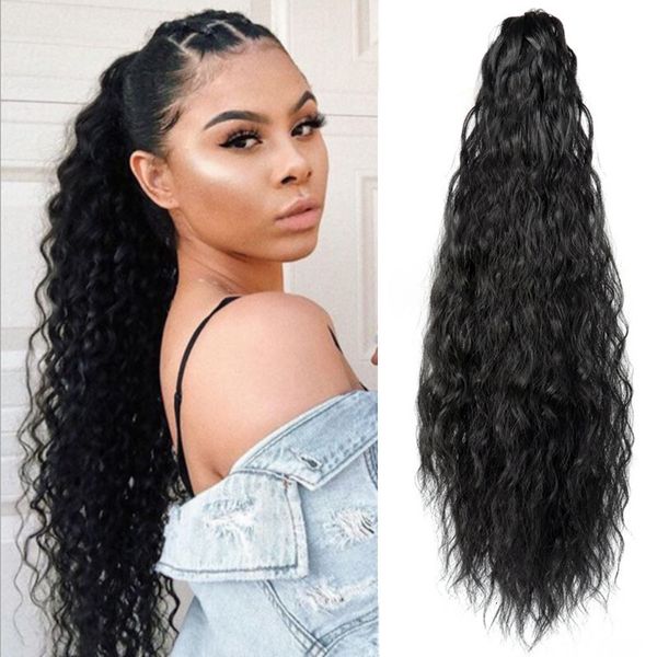 women's wig gripping long chemical fiber horsetail natural small curly hair women, Black;brown
women's wig gripping long chemical fiber horsetail natural small curly hair women, Black;brown