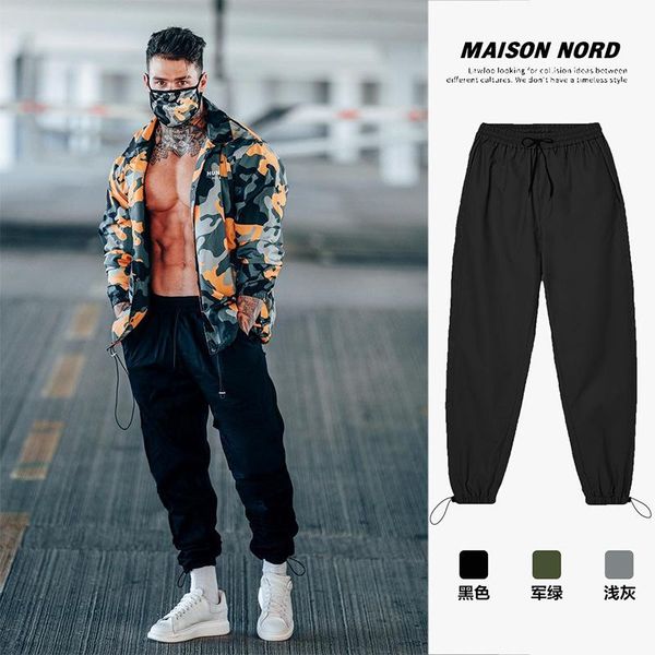 men's pants 2021spring and autumn fitness joggers casual loose large size cargo trendy brand binding feet sports trousers, Black 
men's pants 2021spring and autumn fitness joggers casual loose large size cargo trendy brand binding feet sports trousers, Black