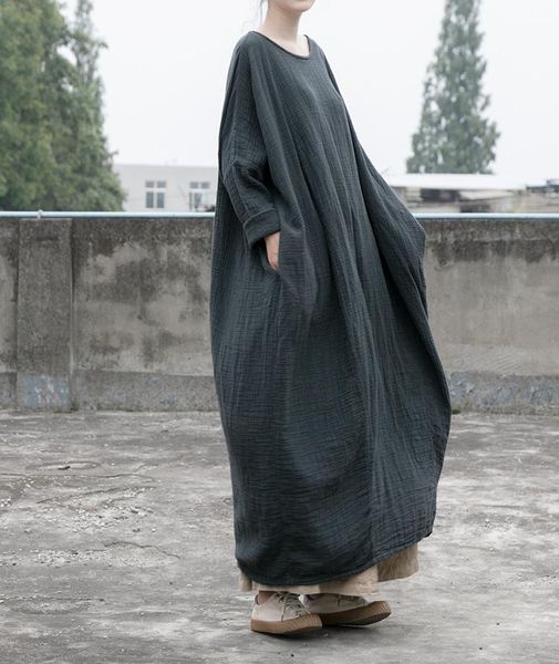 casual dresses original literary and artistic solid color double-layer heavy slub texture cotton linen oversized loose long skirt women', Black;gray
casual dresses original literary and artistic solid color double-layer heavy slub texture cotton linen oversized loose long skirt women', Black;gray