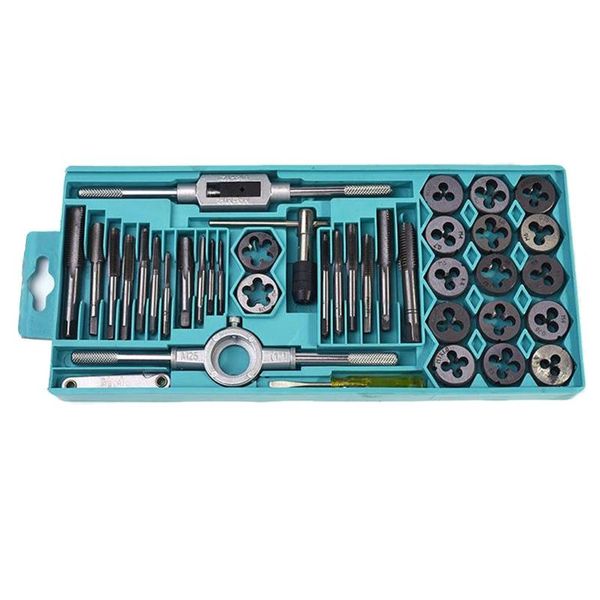 40pcs hand tools m3-m12 tap die set screw thread metric taps wrench dies diy kit threading