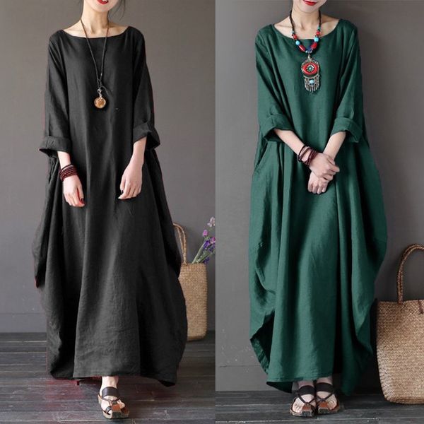 cotton linen robe female dresses elegant plus size long sleeve o neck maxi kaftan dress casual vintage solid vestidos, Black;gray
cotton linen robe female dresses elegant plus size long sleeve o neck maxi kaftan dress casual vintage solid vestidos, Black;gray